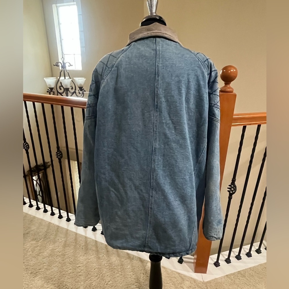 VINTAGE 80s & 90s INCROWD DENIM AND AZTEC THRASHED BARN JACKET, WOMEN SIZE L - Picture 5 of 15
